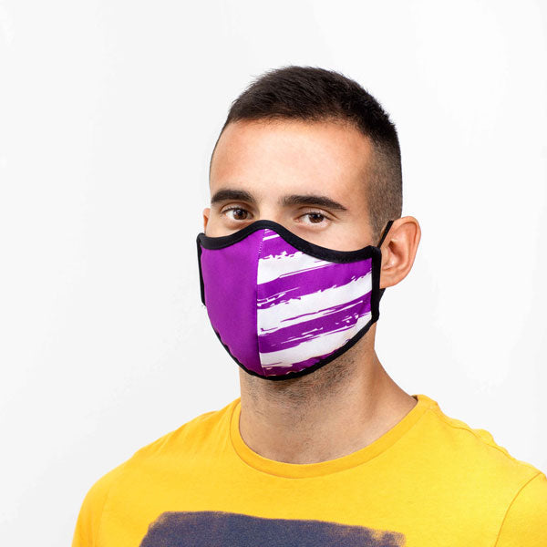 Mascarilla Higiénica Reutilizable Modelo Morado y blanco